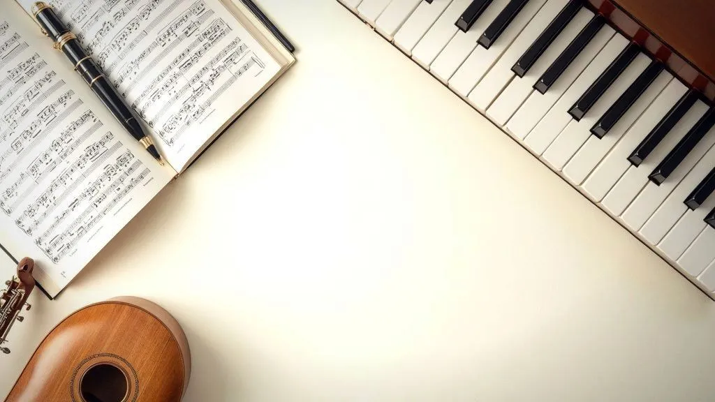 A music producer working in a home studio with equipment.
